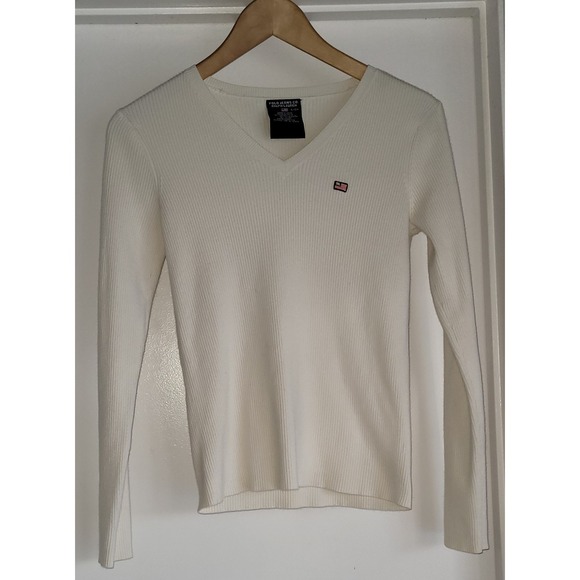 polo jeans co Other - VTG Polo Jeans Co Ralph Lauren Womens S Pullover White Cotton Sweater Old Money